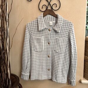 MAX STUDIO NYLON BLEND HOUNDSTOOTH SHACKET